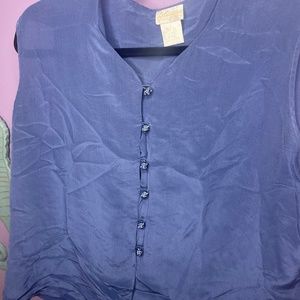 Women's large blue 100% SILK camisole